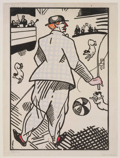Clown met honden door Jean Emile Laboureur