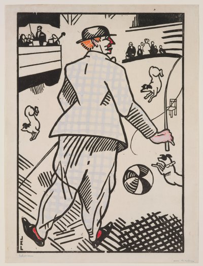 Clown met honden (Le Clown aux Chiens) door Jean Emile Laboureur