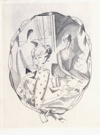 Illustratie van twee coquettes en een heer, 1920 door Jean Emile Laboureur