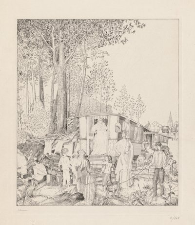 De halte van Bohémiens door Jean Emile Laboureur