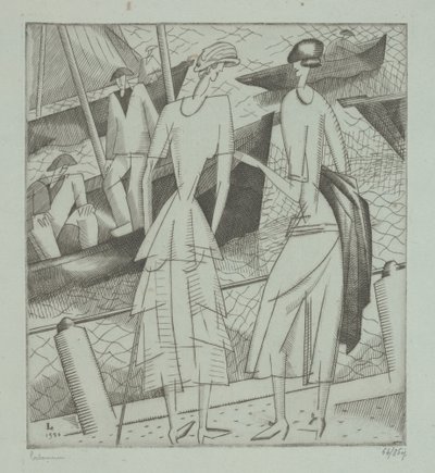 Jonge vrouwen in de haven door Jean Emile Laboureur