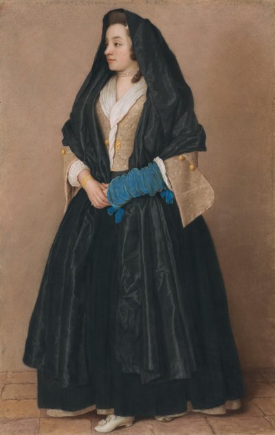Een elegante jonge vrouw in Maltese kostuum door Jean Étienne Liotard