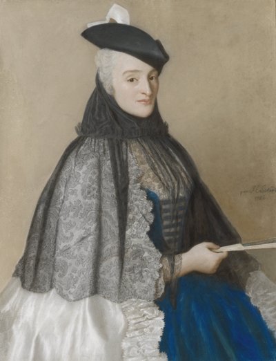Portret van Catherine Bégon, Echtgenote van Joseph Bouër door Jean Étienne Liotard