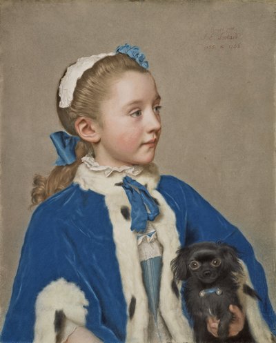 Portret van Maria Frederike van Reede-Athlone op zevenjarige leeftijd door Jean Étienne Liotard