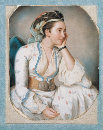 Vrouw in Turkse kleding, midden van de 18e eeuw door Jean Étienne Liotard