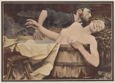 Na het wassen, vrouw in een badkuip door Jean Eugene Buland