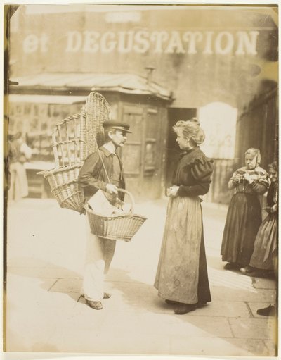 Mandjes verkoper door Jean Eugène Auguste Atget