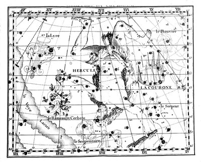 Astronomische Kaart, gecentreerd op het sterrenbeeld Hercules door Jean Fortin
