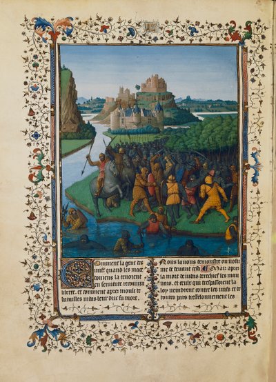 Slag van de Makkabeeën tegen Bacchides, miniatuur Ms fr 247 folio 270 door Jean Fouquet