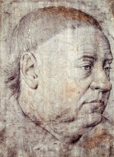 Tekening voor portret van Guillaume Jouvenel des Ursins, kanselier van Karel VII door Jean Fouquet door Jean Fouquet
