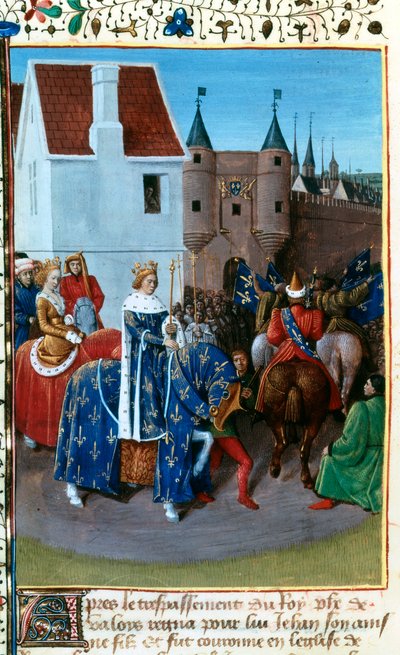 Intocht van Jan II in Parijs, 14e eeuw, 1455-1460 door Jean Fouquet