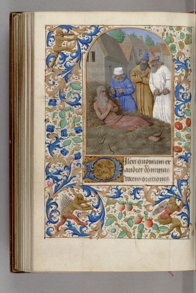 Job op de mesthoop Getijdenboek, 1450-1499 door Jean Fouquet