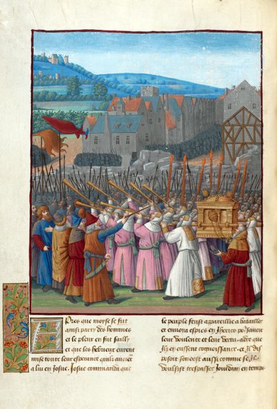 Jozua en de val van Jericho. Illustratie in Flavius Josephus