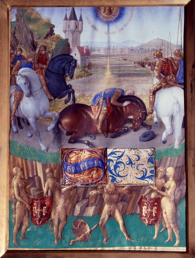 Sint-Paulus op weg naar Damascus Miniatuur uit “Het Getijdenboek van Stephen Chevalier” door Jean Fouquet (1420-1477/1481) door Jean Fouquet
