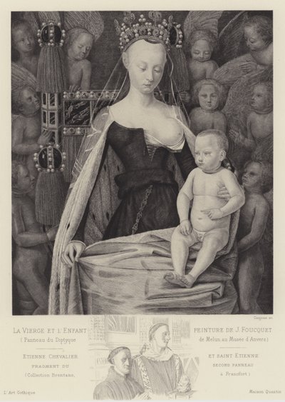 De Maagd en het Kind omringd door Engelen, ca. 1450 door Jean Fouquet