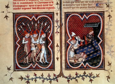 De maarschalken Robert de Clermont en Jean de Conflans werden vermoord door Etienne Marcel (1315-1358) en zijn mannen in de kamer van de dauphin Karel (toekomstige Karel V) in het Palais de la Cité op 22 februari door Jean Fouquet