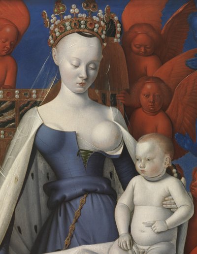 Maagd en Kind omringd door cherubijnen en serafijnen, detail door Jean Fouquet