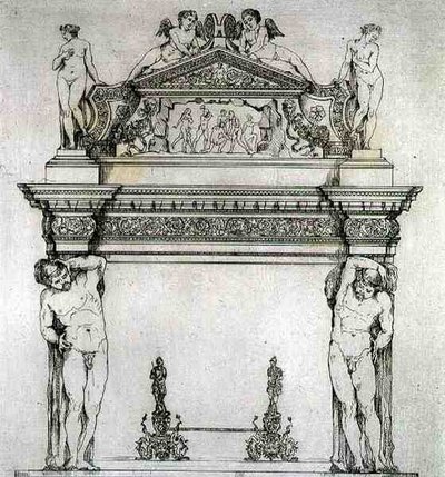 Open haard uit de Ambassadeurszaal, in het Dogepaleis, in Venetië, uit 