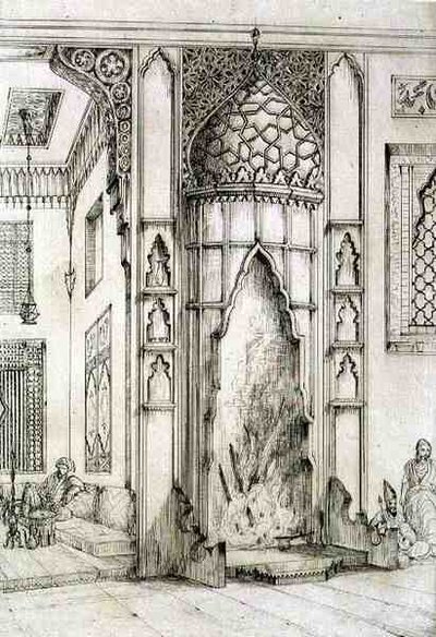 Open haard in het Paleis van de Zeven Torens, in Isfahan, uit 