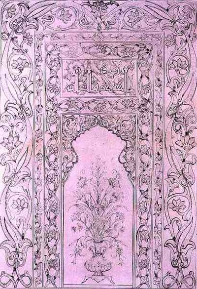 Tegelpaneel uit de Blauwe Moskee, in Tabriz, Perzië, uit 