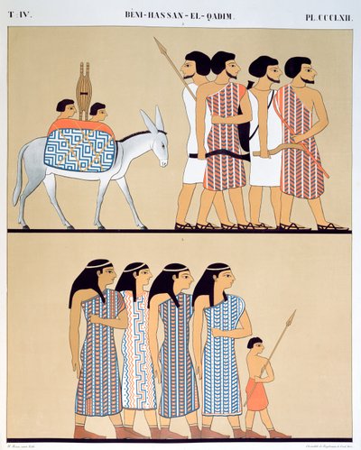 Fresco van het Graf van Nevothph in Beni-Hassan-El-Qadim (Beni Hasan), 1835-45 door Jean Francois Champollion