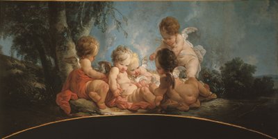 Groep van vijf liefdes die met duiven spelen, circa 1761 door Jean Francois Clermont