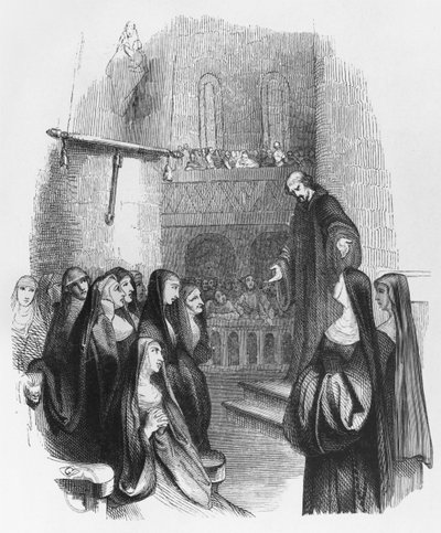 Abelard preekt in Paraclete, illustratie uit 
