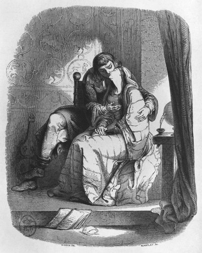 Heloise en Abelard kussen, illustratie uit 
