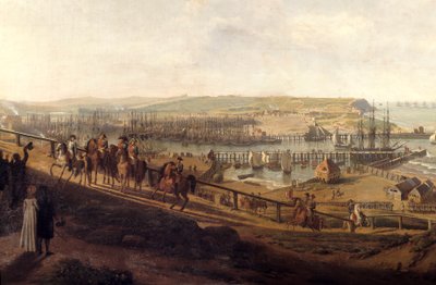 Keizer Napoleon I bezoekt het kamp van Boulogne in juli 1804 (detail) door Jean Francois Hue