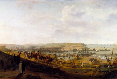 Keizer Napoleon I bezoekt het kamp van Boulogne in juli 1804 door Jean Francois Hue