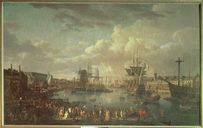 Uitzicht op de Haven van Brest door Jean Francois Hue