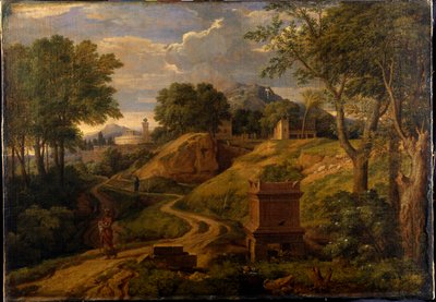 Klassiek landschap met een vrouw die een kind draagt, ca. 1650-75 door Jean Francois I Millet