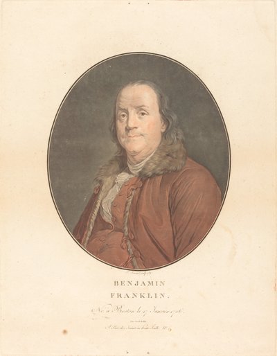 Benjamin Franklin, 1789 door Jean Francois Janinet, Joseph Siffred Duplessis