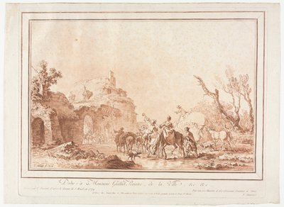 Voor de Wal van een Dorp door Jean Francois Janinet