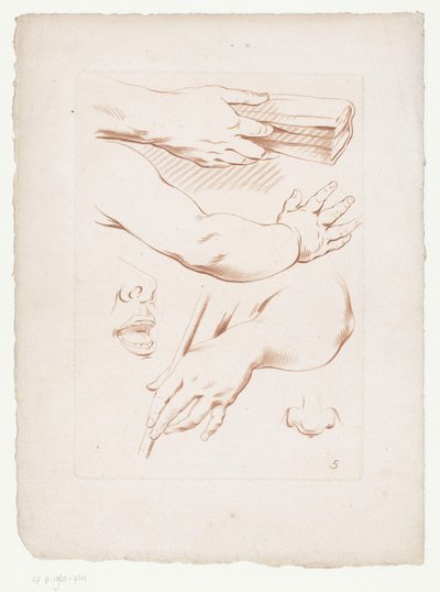 Compositie met armen, neus en deel van een gezicht door Jean Francois Janinet
