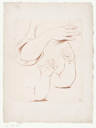 Drie armen in verschillende posities door Jean Francois Janinet