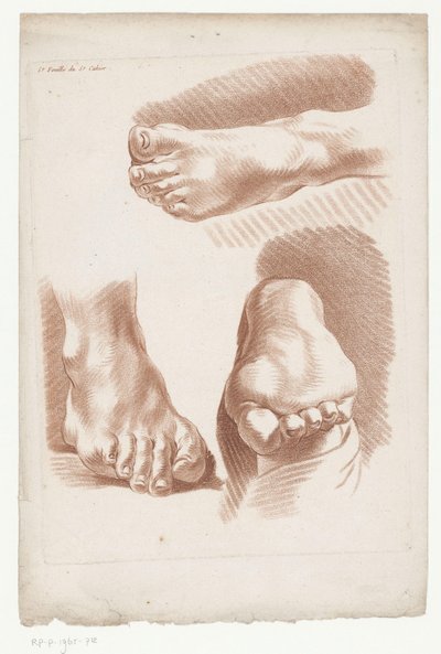 Drie voeten in verschillende posities door Jean Francois Janinet