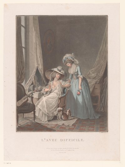 Slaapkamer met twee vrouwen aan een toilettafel door Jean Francois Janinet
