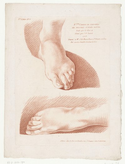 Titelprent met twee voeten door Jean Francois Janinet