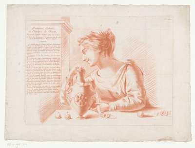 Titelprent met vrouw en kruik door Jean Francois Janinet