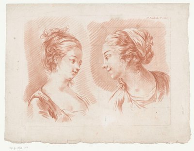 Twee vrouwenhoofden door Jean Francois Janinet
