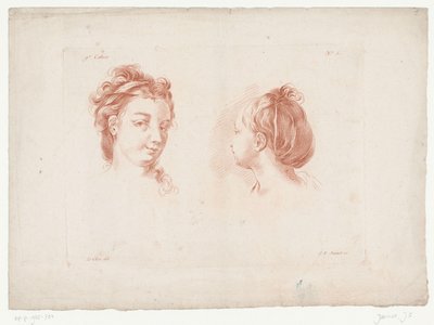 Twee vrouwenhoofden door Jean Francois Janinet