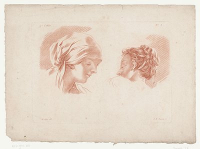 Twee vrouwenhoofden door Jean Francois Janinet