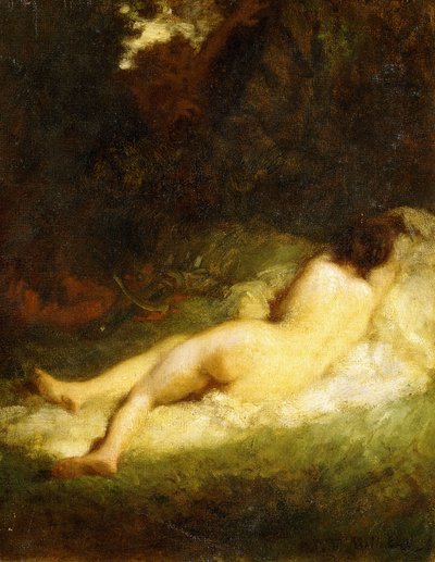 Slapende nimf geblokkeerd door een sater, ca. 1846-47 door Jean Francois Millet