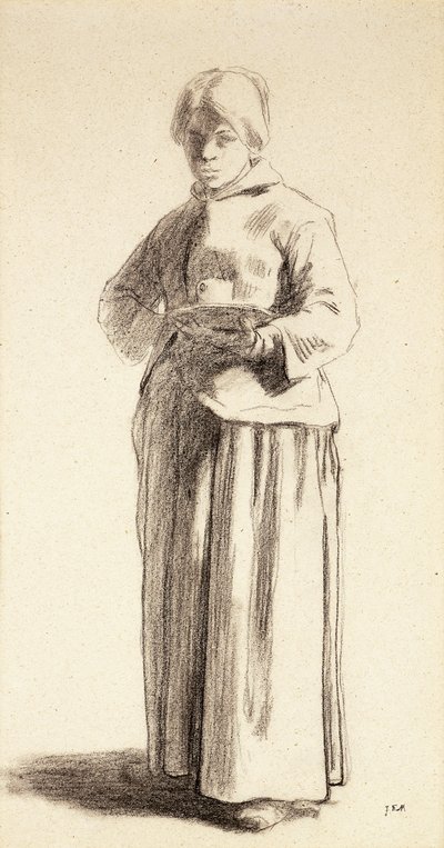 Een staande vrouw met een beker, c.1852-56 door Jean Francois Millet
