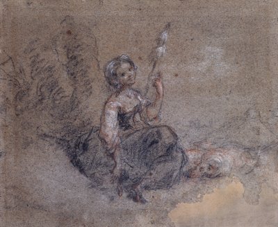 Een Jonge Herderin die Spint door Jean Francois Millet