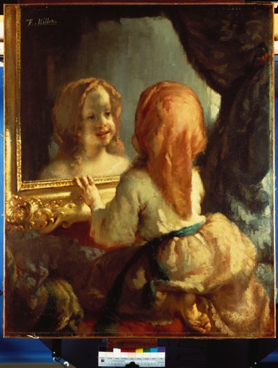 Antoinette Herbert die in de Spiegel Kijkt door Jean Francois Millet