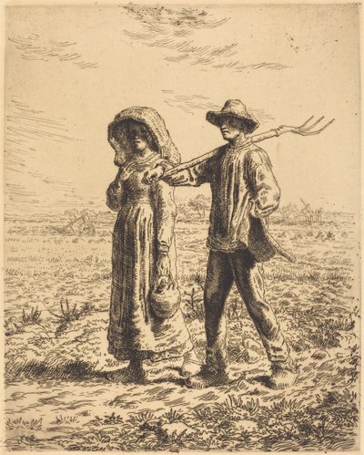 Vertrek naar Werk (Le depart pour le travail) door Jean Francois Millet