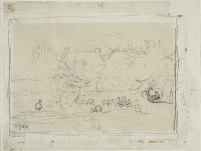 Ganzen op een Boerderij door Jean Francois Millet