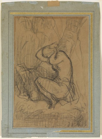 Jonge vrouw die haar lange haar na het bad opsteken door Jean Francois Millet